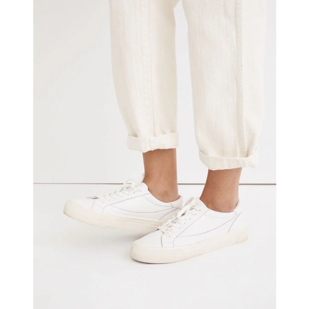 Madewell Sidewalk Low Top Leather Sneakers Pale Parchment Size 7.5